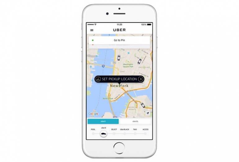 Uber App screenshot in NYC